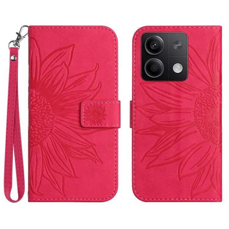 HT04 For Xiaomi Redmi Note 13 Pro 4G / Poco M6 Pro 4G Case Leather Phone Cover with Wrist Strap
