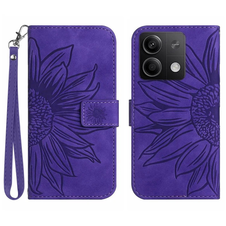 HT04 For Xiaomi Redmi Note 13 Pro 4G / Poco M6 Pro 4G Case Leather Phone Cover with Wrist Strap
