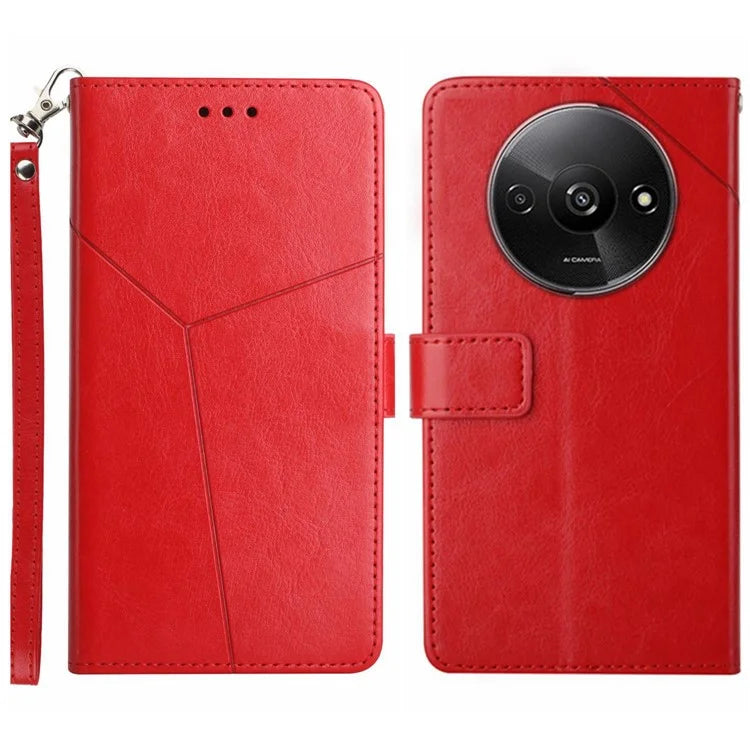 HT01 For Xiaomi Redmi A3 Wallet Phone Case Imprinted PU Leather Phone Cover with Strap