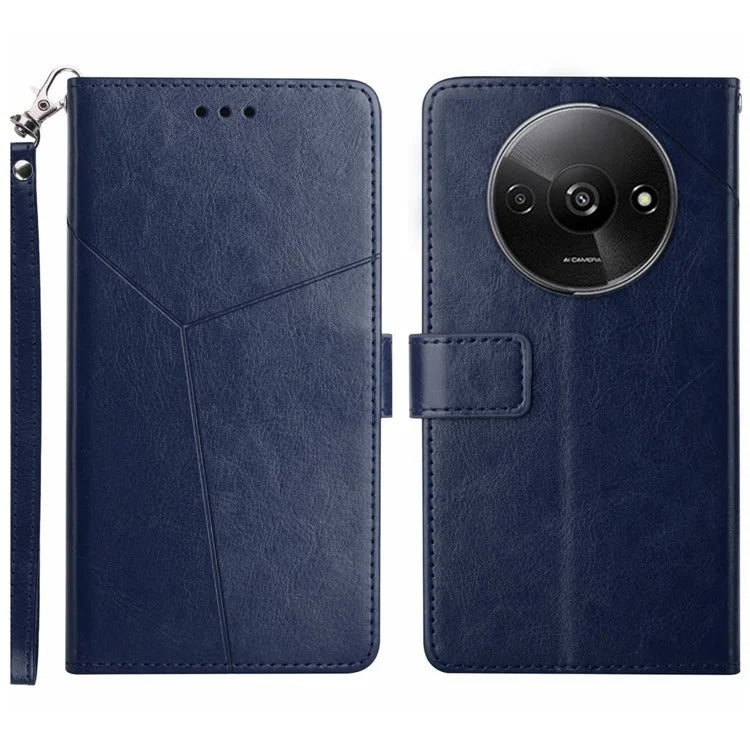 HT01 For Xiaomi Redmi A3 Wallet Phone Case Imprinted PU Leather Phone Cover with Strap