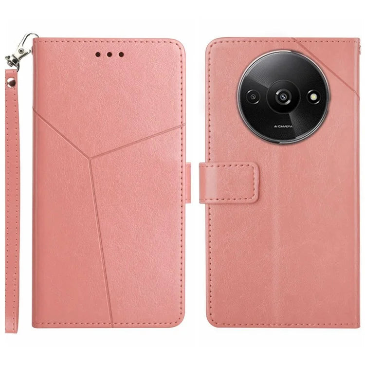 HT01 For Xiaomi Redmi A3 Wallet Phone Case Imprinted PU Leather Phone Cover with Strap