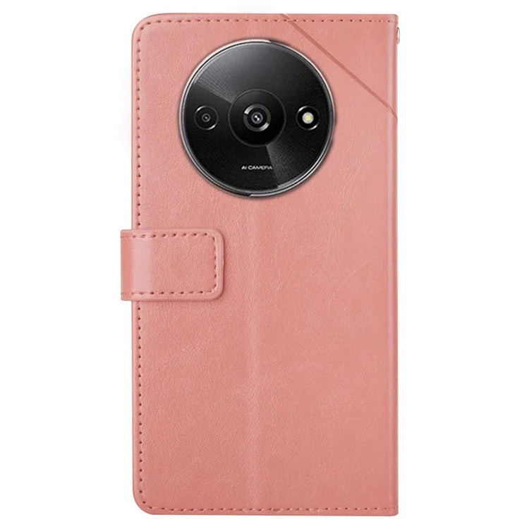 HT01 For Xiaomi Redmi A3 Wallet Phone Case Imprinted PU Leather Phone Cover with Strap