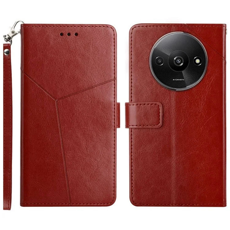 HT01 For Xiaomi Redmi A3 Wallet Phone Case Imprinted PU Leather Phone Cover with Strap
