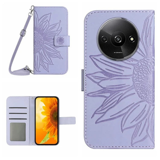 HT04 For Xiaomi Redmi A3 Leather Case Crossbody Wallet Phone Cover