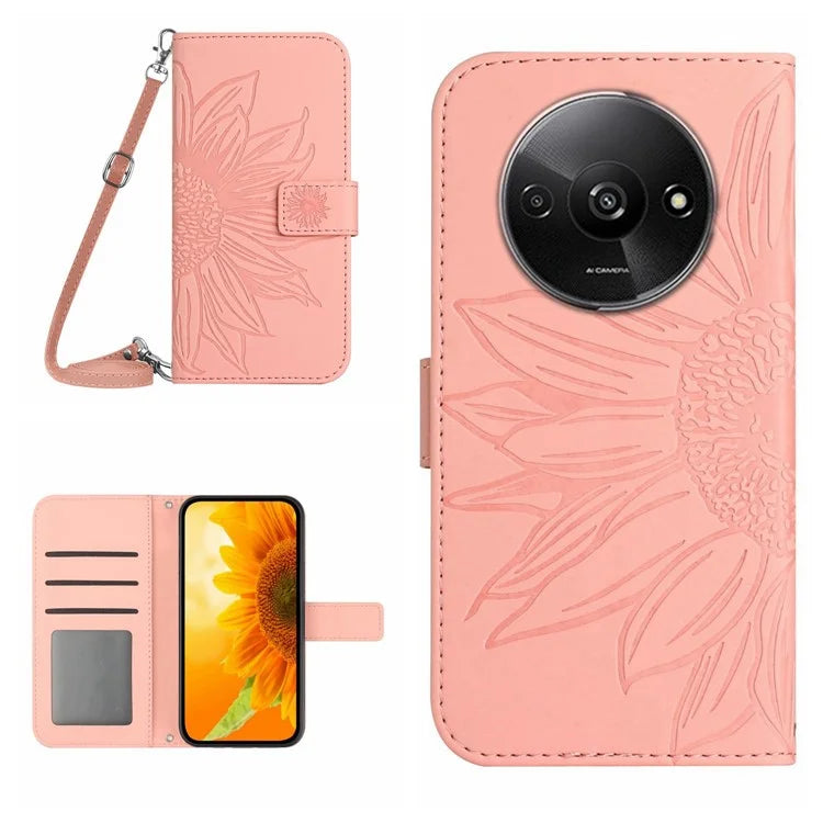 HT04 For Xiaomi Redmi A3 Leather Case Crossbody Wallet Phone Cover