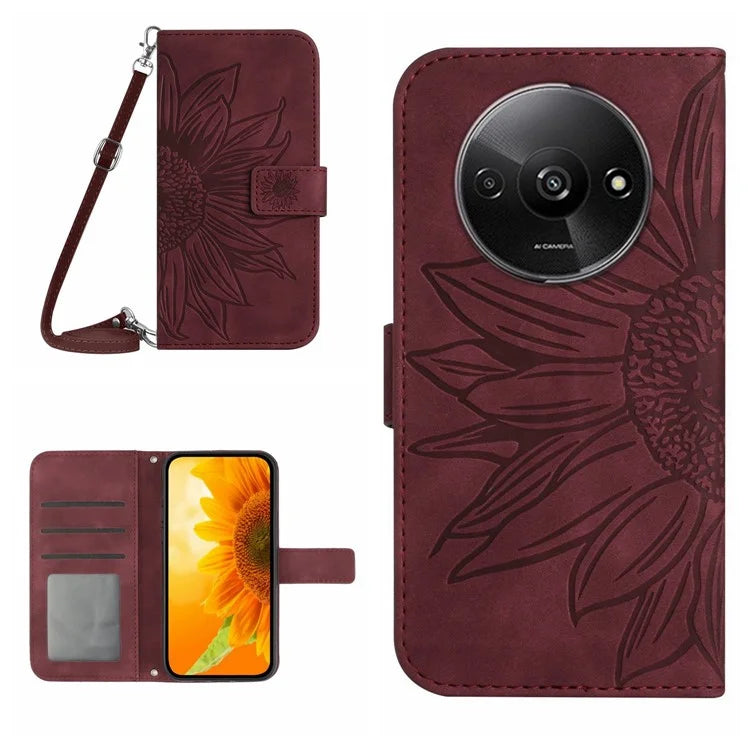 HT04 For Xiaomi Redmi A3 Leather Case Crossbody Wallet Phone Cover