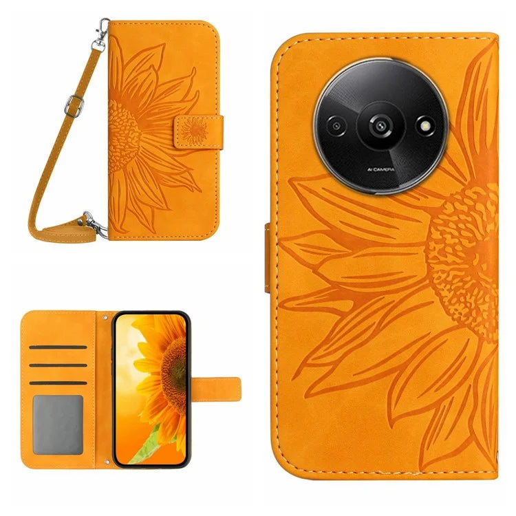 HT04 For Xiaomi Redmi A3 Leather Case Crossbody Wallet Phone Cover
