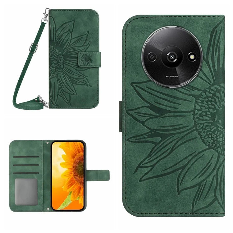 HT04 For Xiaomi Redmi A3 Leather Case Crossbody Wallet Phone Cover