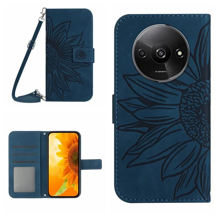 HT04 For Xiaomi Redmi A3 Leather Case Crossbody Wallet Phone Cover