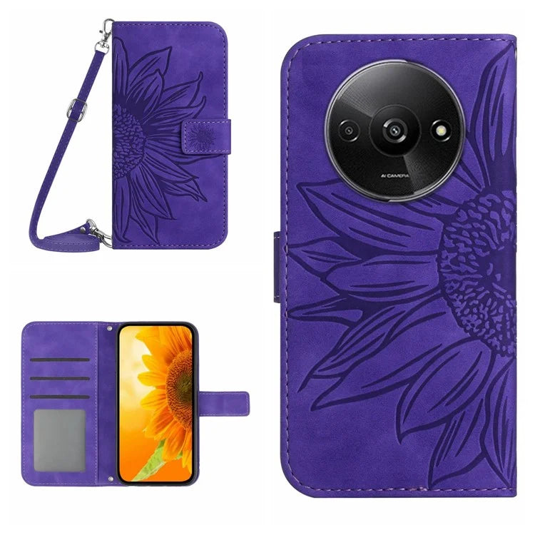 HT04 For Xiaomi Redmi A3 Leather Case Crossbody Wallet Phone Cover