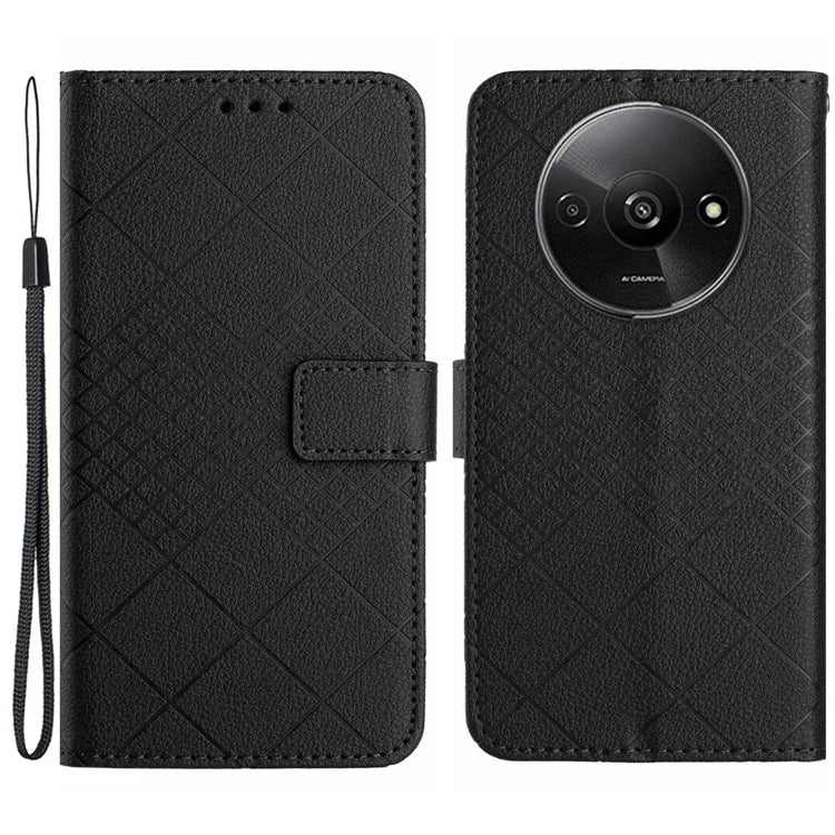 HT06 For Xiaomi Redmi A3 Case Rhombus Pattern PU Leather Folio Phone Cover
