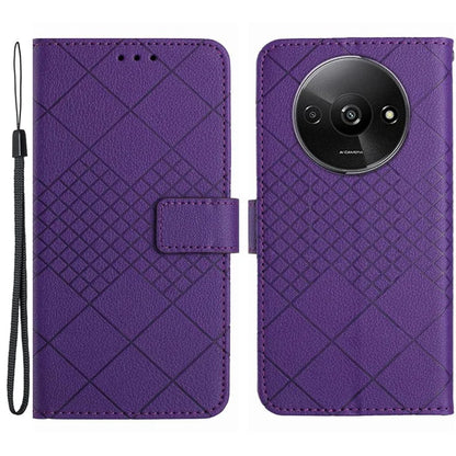 HT06 For Xiaomi Redmi A3 Case Rhombus Pattern PU Leather Folio Phone Cover