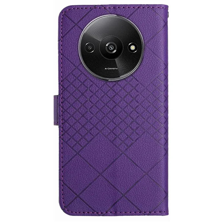 HT06 For Xiaomi Redmi A3 Case Rhombus Pattern PU Leather Folio Phone Cover