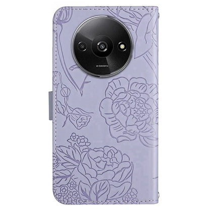 HT03 For Xiaomi Redmi A3 Case Butterfly Flower Leather Flip Phone Cover with Hand Strap
