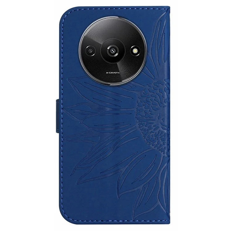 HT04 For Xiaomi Redmi A3 Wallet Case Sunflower Handbag Flip Leather Phone Cover