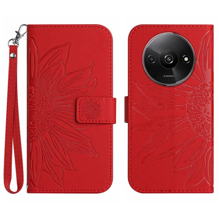 HT04 For Xiaomi Redmi A3 Wallet Case Sunflower Handbag Flip Leather Phone Cover