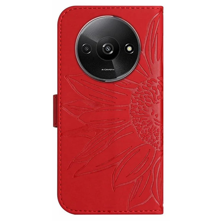 HT04 For Xiaomi Redmi A3 Wallet Case Sunflower Handbag Flip Leather Phone Cover