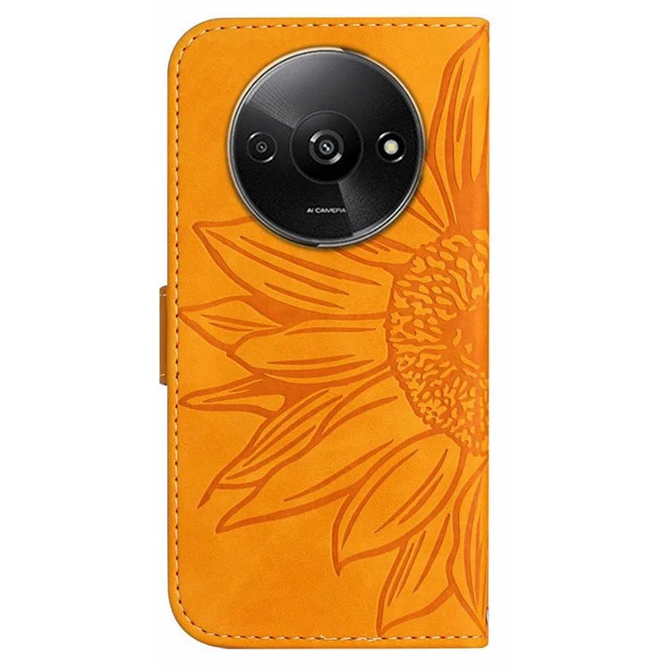 HT04 For Xiaomi Redmi A3 Wallet Case Sunflower Handbag Flip Leather Phone Cover