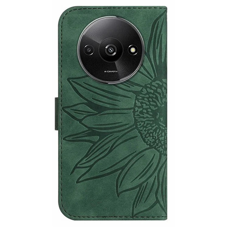 HT04 For Xiaomi Redmi A3 Wallet Case Sunflower Handbag Flip Leather Phone Cover