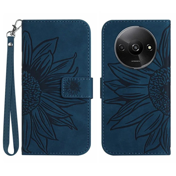 HT04 For Xiaomi Redmi A3 Wallet Case Sunflower Handbag Flip Leather Phone Cover