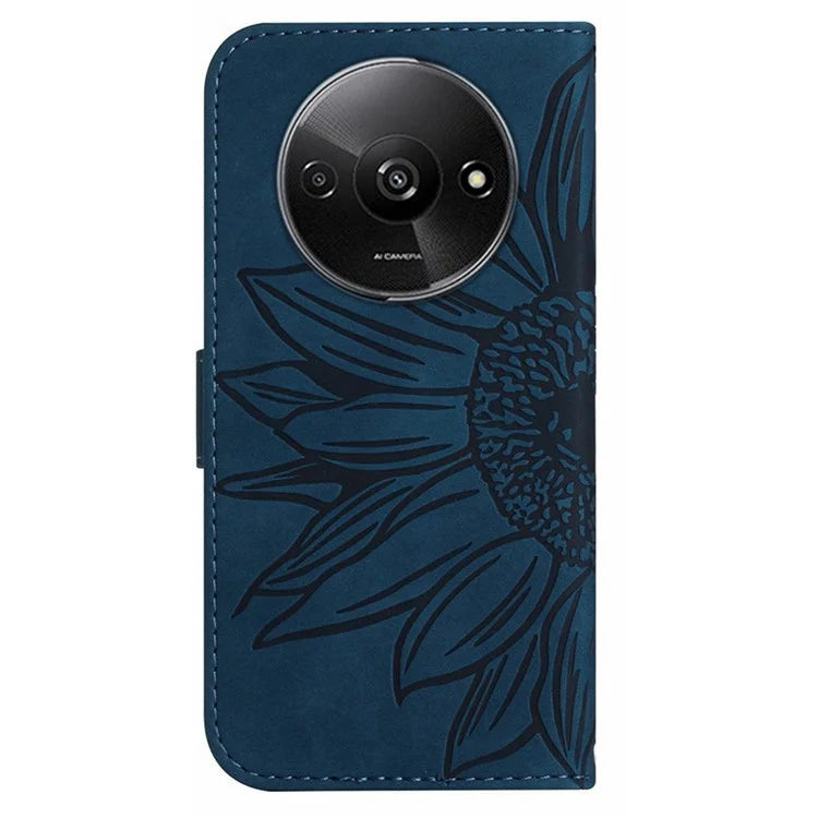 HT04 For Xiaomi Redmi A3 Wallet Case Sunflower Handbag Flip Leather Phone Cover