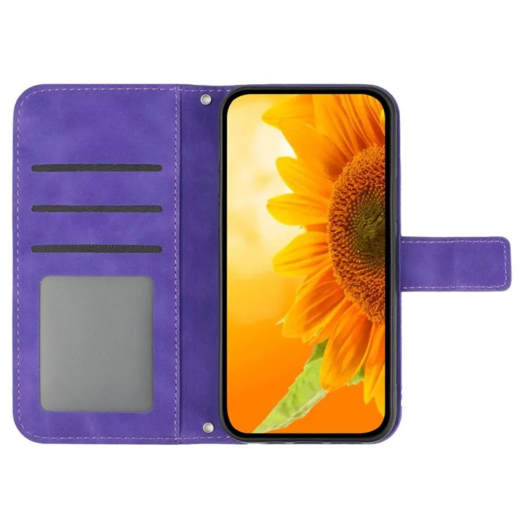HT04 For Xiaomi Redmi A3 Wallet Case Sunflower Handbag Flip Leather Phone Cover