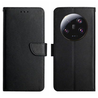 HT02 For Xiaomi 14 Ultra Wallet Case Genuine Cow Leather Stand Phone Cover