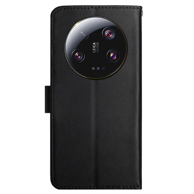 HT02 For Xiaomi 14 Ultra Wallet Case Genuine Cow Leather Stand Phone Cover