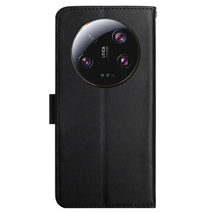 HT02 For Xiaomi 14 Ultra Wallet Case Genuine Cow Leather Stand Phone Cover