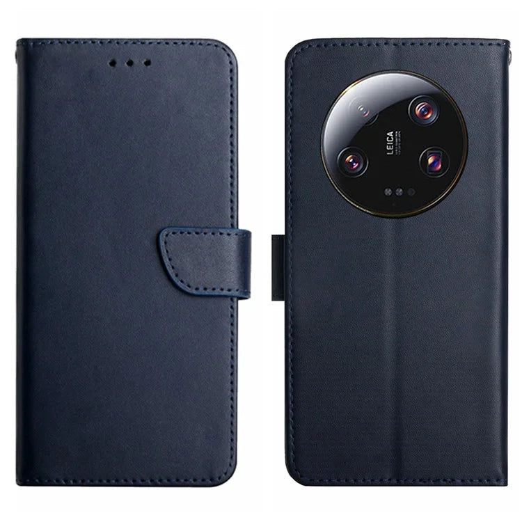 HT02 For Xiaomi 14 Ultra Wallet Case Genuine Cow Leather Stand Phone Cover