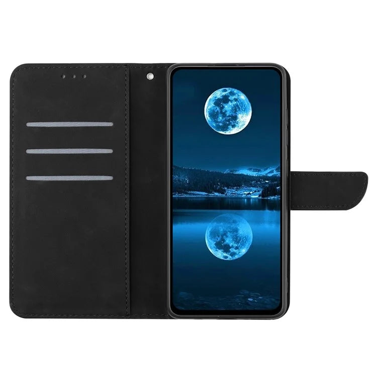 HT05 For Xiaomi 14 Ultra Wallet Case PU Leather Skin-touch Lines Imprinted Phone Cover