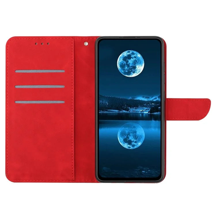 HT05 For Xiaomi 14 Ultra Wallet Case PU Leather Skin-touch Lines Imprinted Phone Cover