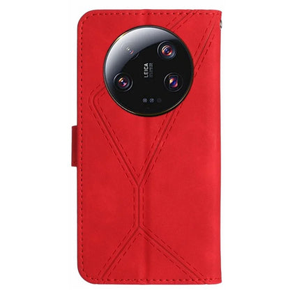 HT05 For Xiaomi 14 Ultra Wallet Case PU Leather Skin-touch Lines Imprinted Phone Cover