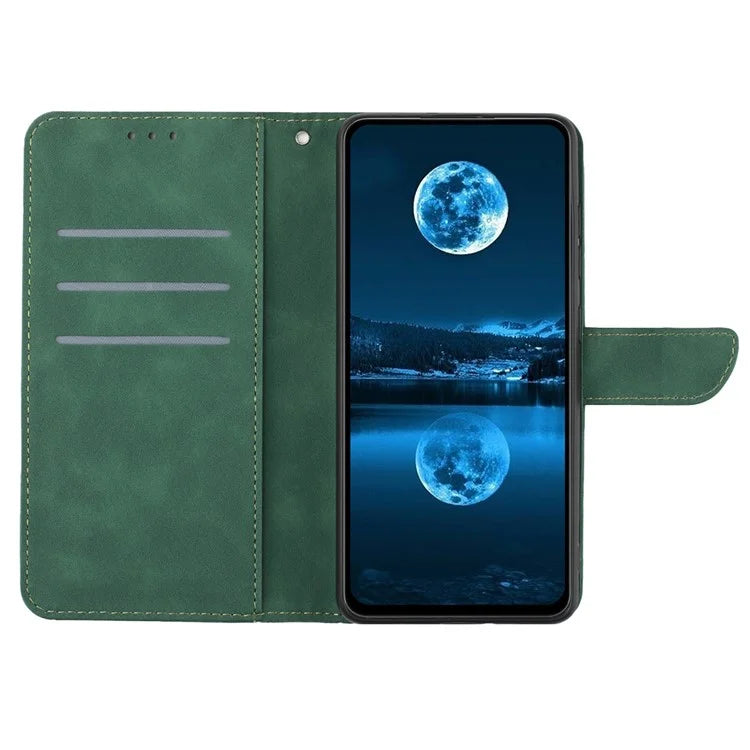 HT05 For Xiaomi 14 Ultra Wallet Case PU Leather Skin-touch Lines Imprinted Phone Cover