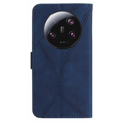 HT05 For Xiaomi 14 Ultra Wallet Case PU Leather Skin-touch Lines Imprinted Phone Cover