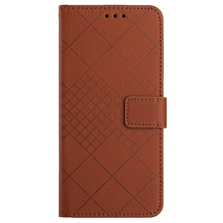 HT06 For Xiaomi 14 Ultra Magnetic Phone Case PU Leather Imprinting Rhombus Pattern Cover