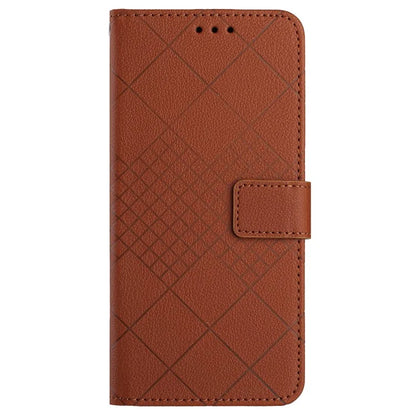 HT06 For Xiaomi 14 Ultra Magnetic Phone Case PU Leather Imprinting Rhombus Pattern Cover
