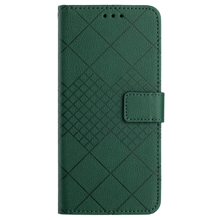 HT06 For Xiaomi 14 Ultra Magnetic Phone Case PU Leather Imprinting Rhombus Pattern Cover
