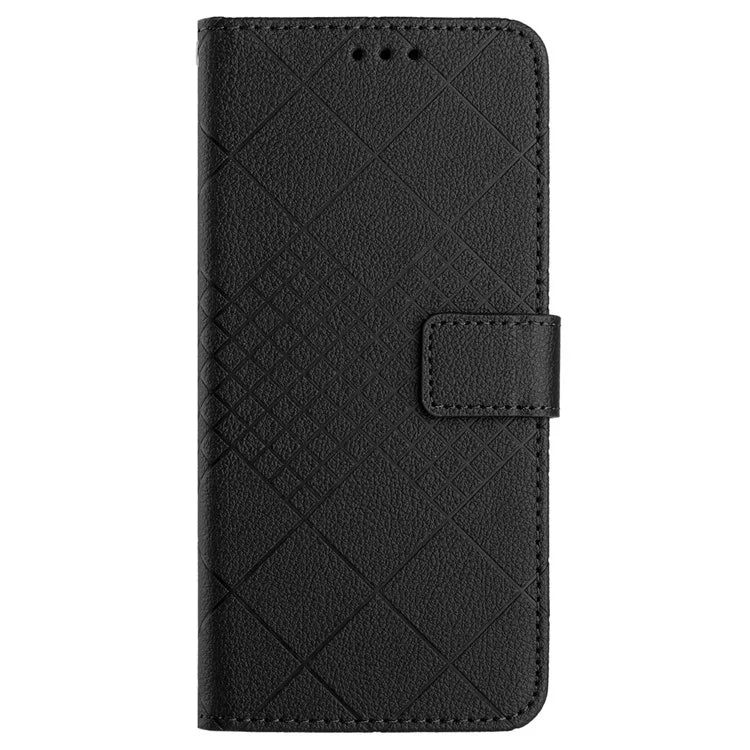 HT06 For Xiaomi 14 Ultra Magnetic Phone Case PU Leather Imprinting Rhombus Pattern Cover