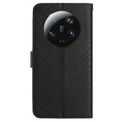 HT06 For Xiaomi 14 Ultra Magnetic Phone Case PU Leather Imprinting Rhombus Pattern Cover