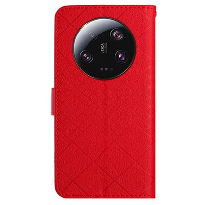 HT06 For Xiaomi 14 Ultra Magnetic Phone Case PU Leather Imprinting Rhombus Pattern Cover