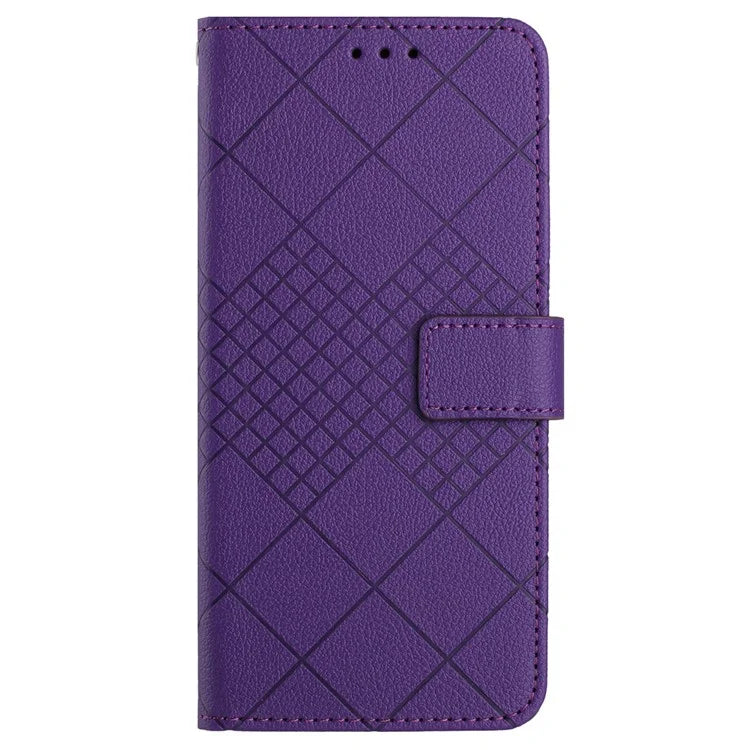 HT06 For Xiaomi 14 Ultra Magnetic Phone Case PU Leather Imprinting Rhombus Pattern Cover