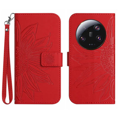 HT04 For Xiaomi 14 Ultra Case Sunflower Pattern Skin-touch Leather Phone Wallet Cover