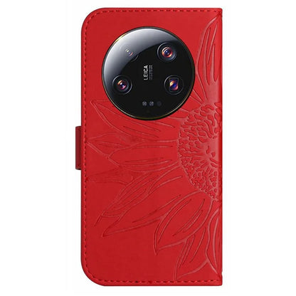HT04 For Xiaomi 14 Ultra Case Sunflower Pattern Skin-touch Leather Phone Wallet Cover