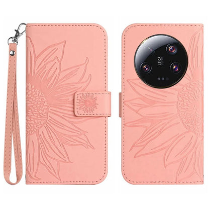 HT04 For Xiaomi 14 Ultra Case Sunflower Pattern Skin-touch Leather Phone Wallet Cover