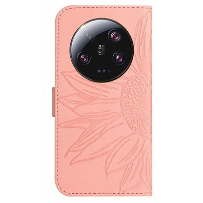 HT04 For Xiaomi 14 Ultra Case Sunflower Pattern Skin-touch Leather Phone Wallet Cover