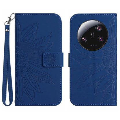 HT04 For Xiaomi 14 Ultra Case Sunflower Pattern Skin-touch Leather Phone Wallet Cover