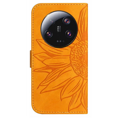 HT04 For Xiaomi 14 Ultra Case Sunflower Pattern Skin-touch Leather Phone Wallet Cover