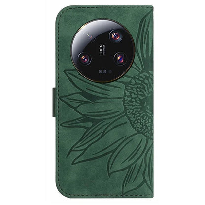 HT04 For Xiaomi 14 Ultra Case Sunflower Pattern Skin-touch Leather Phone Wallet Cover