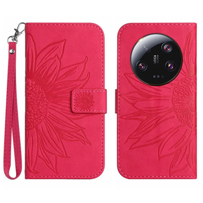 HT04 For Xiaomi 14 Ultra Case Sunflower Pattern Skin-touch Leather Phone Wallet Cover